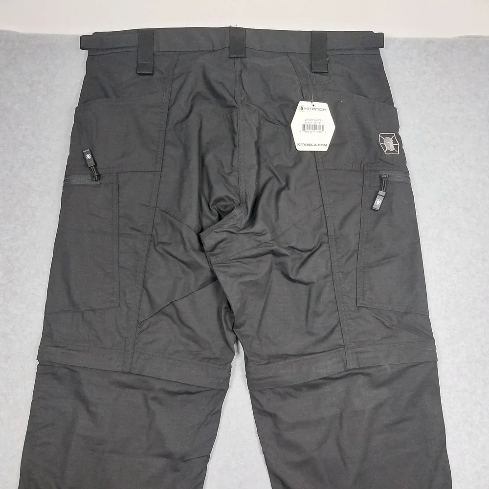 Kitanica Pants Mens 36x34 Black Zip Off Tactical Convertible Hiking NEW